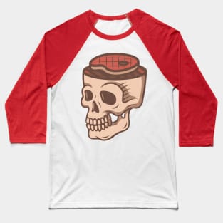 Funny BBQ Grill Barbecue Skull Head Baseball T-Shirt